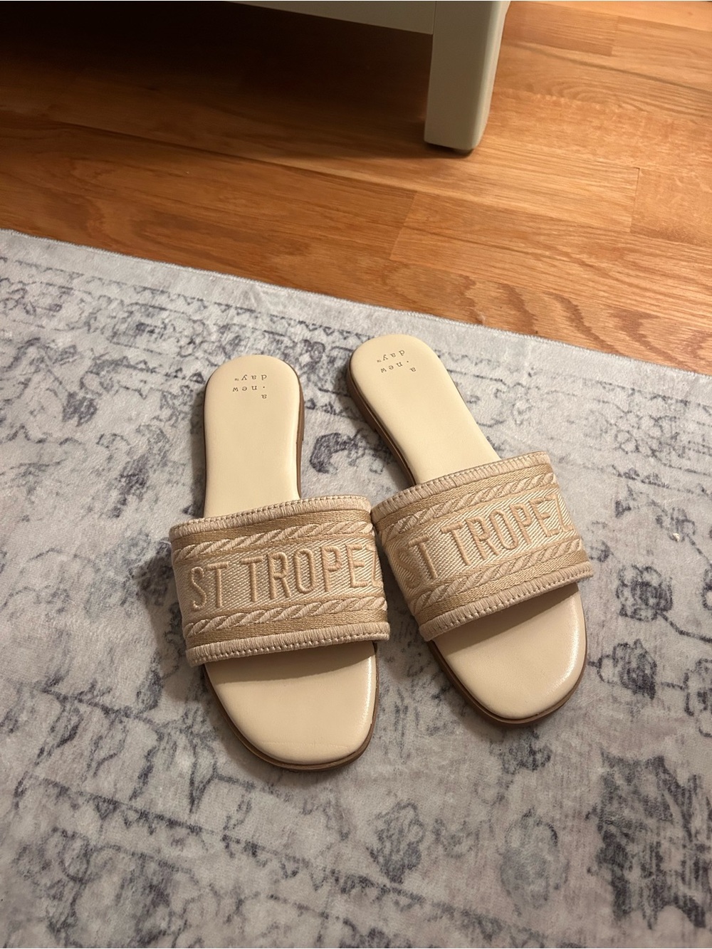 Target Neutral Embroidered St. Tropez Slide Sandals